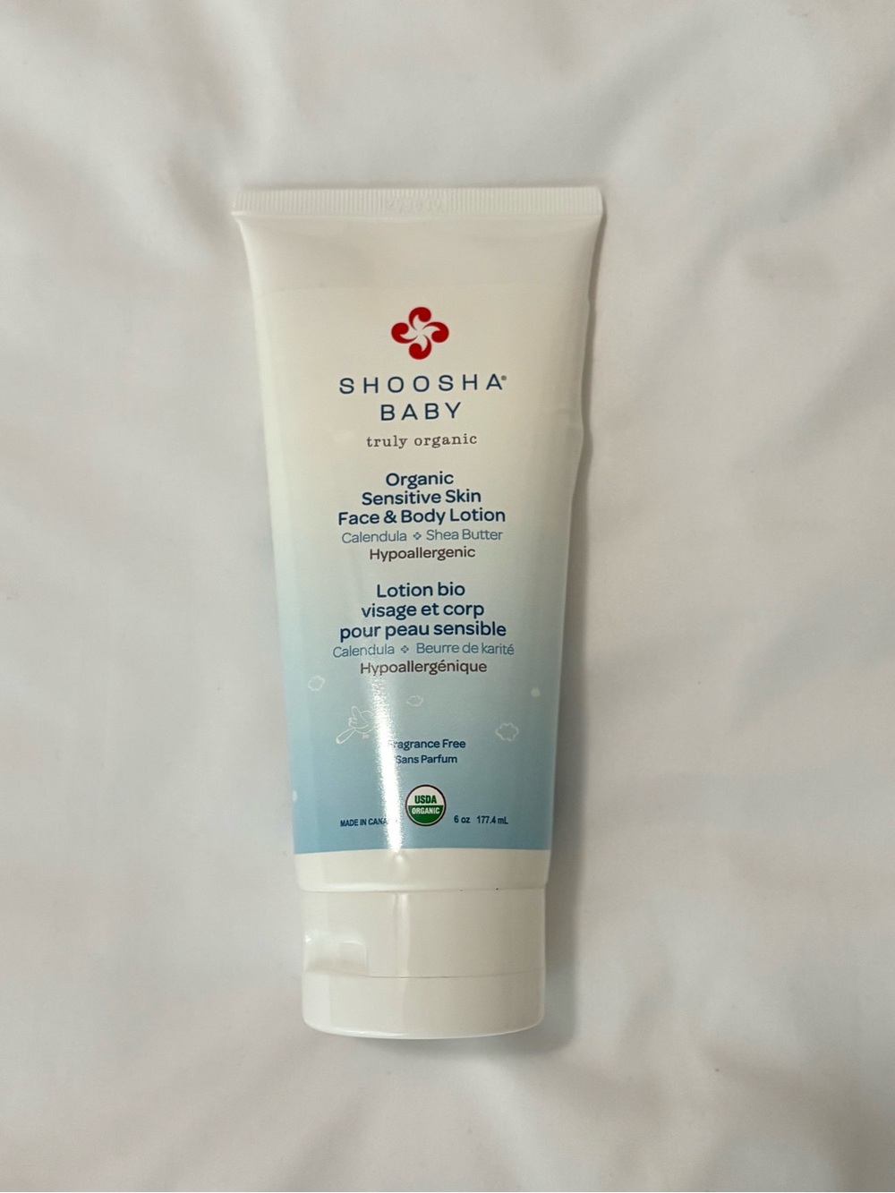 NEW Shoosha Baby Organic Sensitive Skin Face & Body Lotion